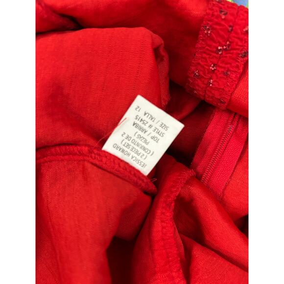 Jessica Howard Red Mandarin Collar Sequin Top Size 12‎ - Picture 5 of 8